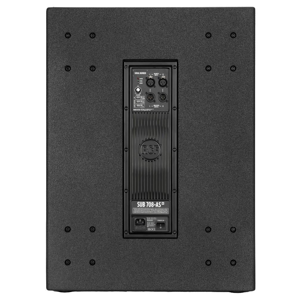 סאבוופר מוגבר RCF SUB 708-AS MK3 – מבט אחורי עם פאנל המגבר