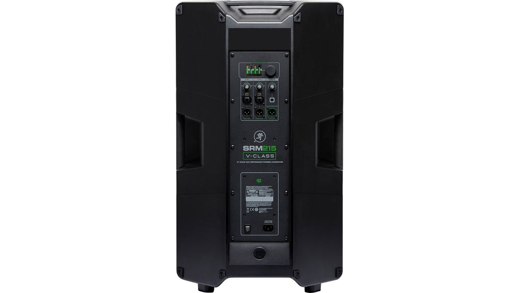 רמקול מוגבר Mackie SRM215 V-Class – מבט אחורי עם המיקסר והמסך