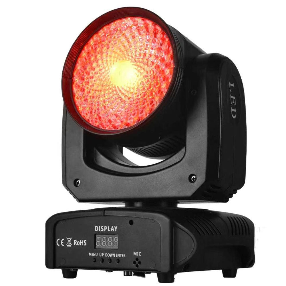 מובינג הד FloodLight 120W של Apextone דולק באדום, מבט שלושה רבעים