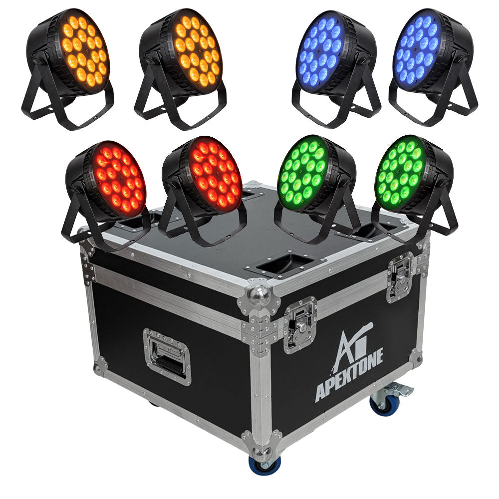סט 8 פנסי תומס לד 18×10W RGBW עם קייס