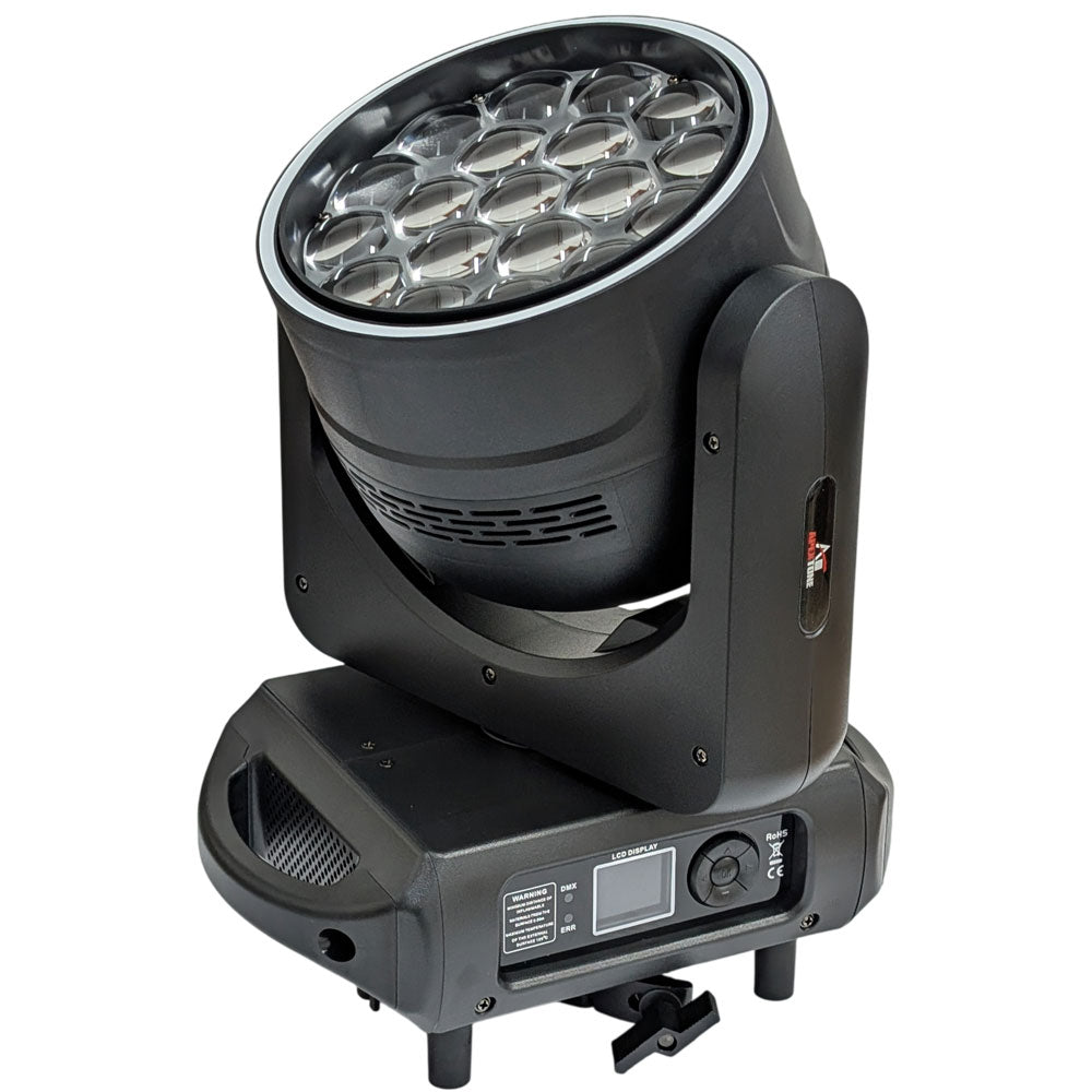 מובינג הד LED Wash Zoom 19×15W של Apextone, מבט מהצד עם לוח הבקרה