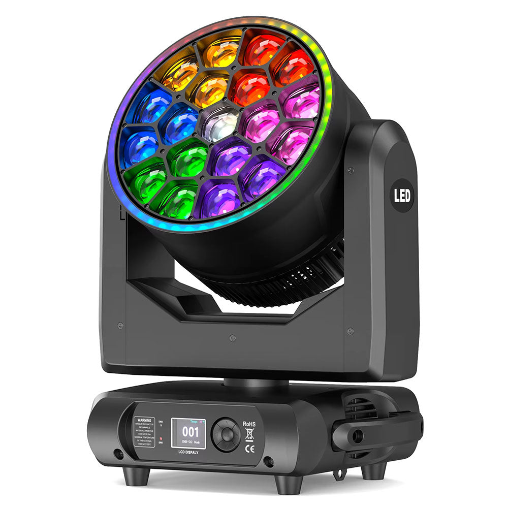 מובינג הד LED Wash Zoom 19×15W של Apextone, מבט קדמי