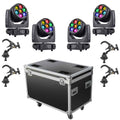 סט 4 מובינג הד 7×40W Zoom עם קייס וקלמפים