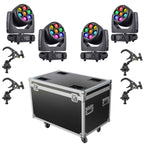 סט 4 מובינג הד 7×40W Zoom עם קייס וקלמפים