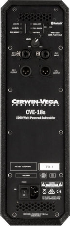 סאבוופר מוגבר Cerwin-Vega CVE-18S – פאנל החיבורים האחורי