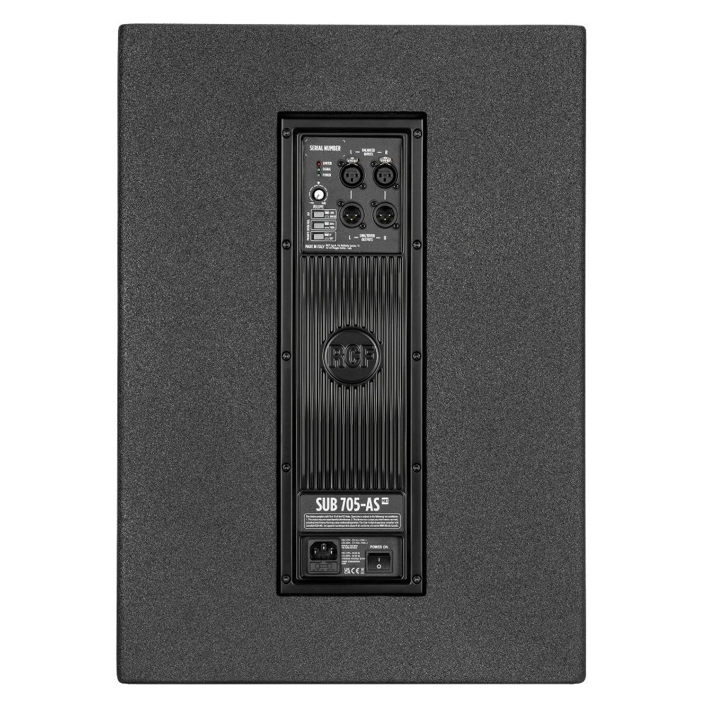 סאבוופר מוגבר RCF SUB 705-AS MK3 – מבט אחורי עם פאנל המגבר
