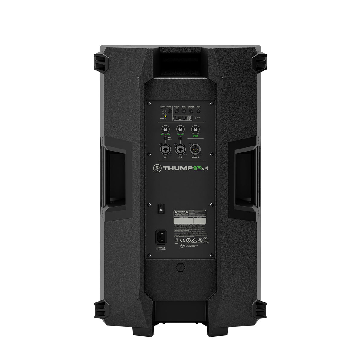 רמקול מוגבר Mackie Thump12v4 – מבט אחורי עם המיקסר המובנה