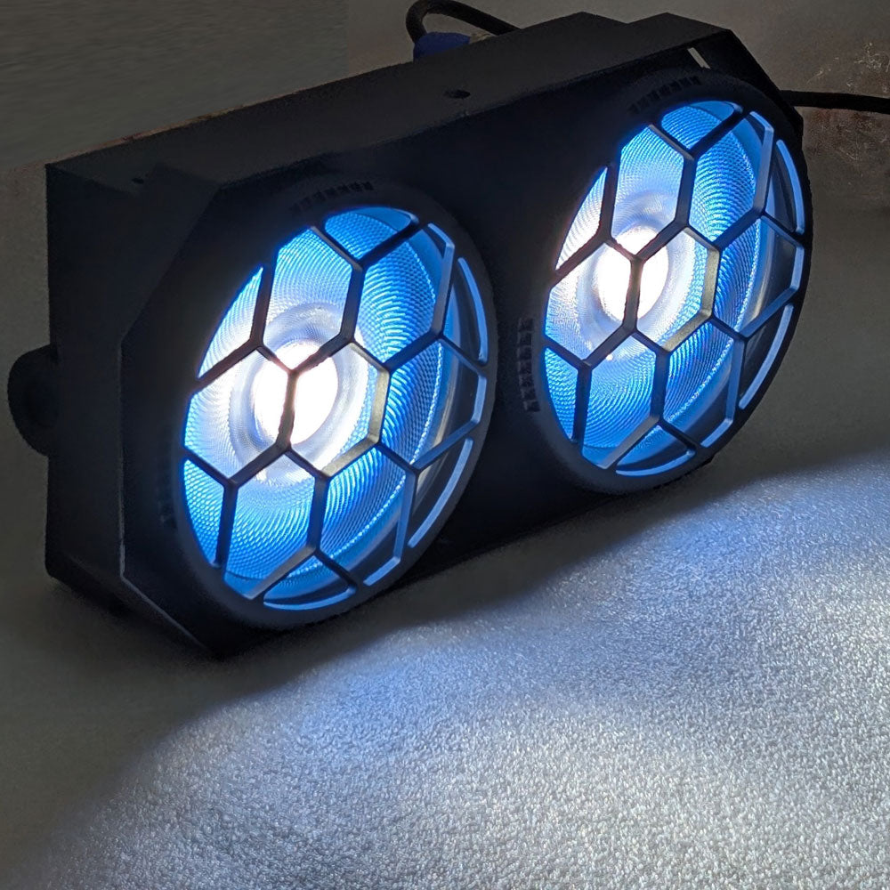 בליינדר לד Apextone Nova 2 Eyes — דולק עם תאורת RGB כחולה