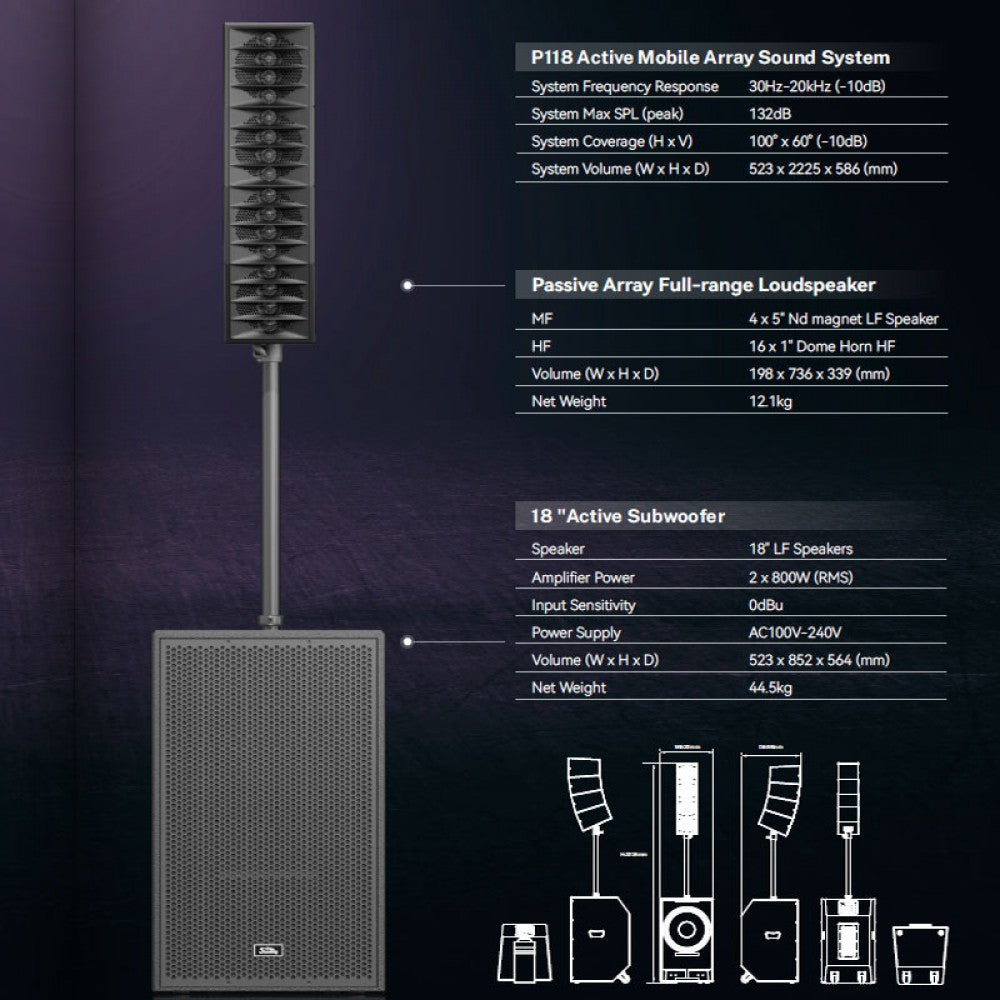 מערכת הגברה ניידת Soundking P118