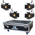 סט 4 פנסי זום לד 200W לבן חם עם קייס