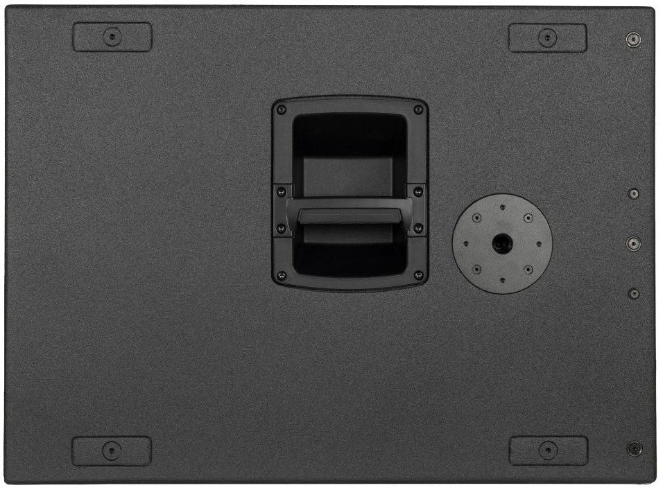 סאבוופר מוגבר RCF SUB 9019-AS, מבט צד על הידית ותושבת M20