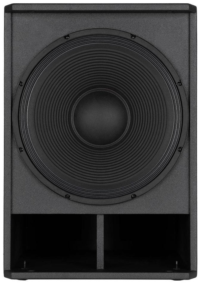 סאבוופר מוגבר RCF SUB 15-AX ללא גריל: וופר 15״ ופתחי הבס־רפלקס