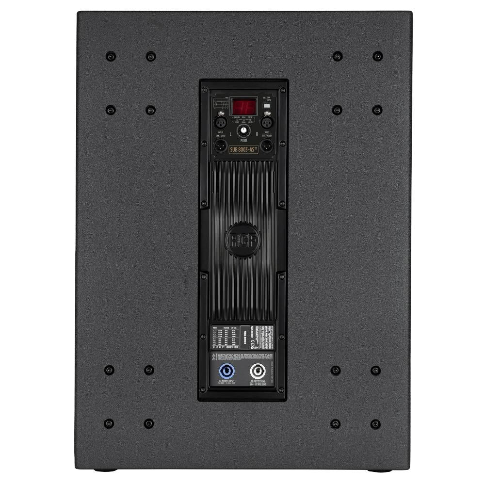 סאבוופר מוגבר RCF SUB 8003-AS MK3 – מבט אחורי עם פאנל המגבר