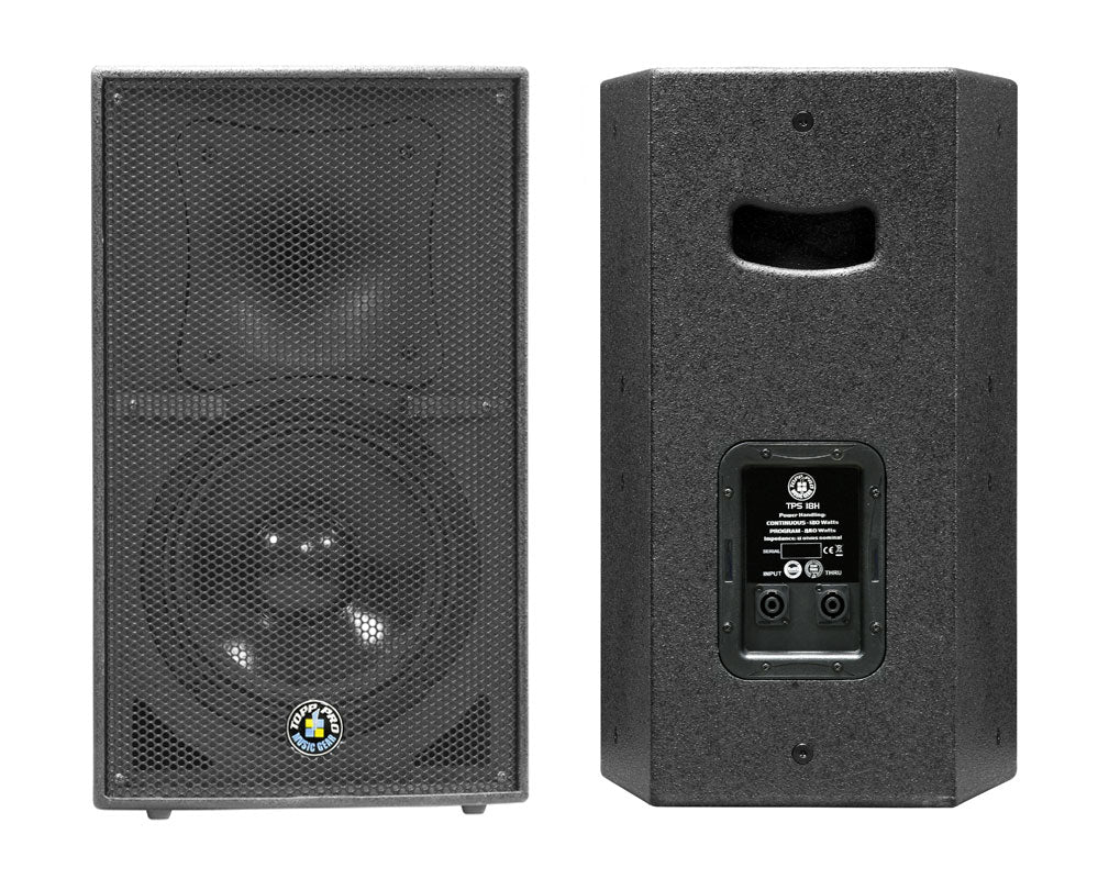 רמקול פסיבי Topp Pro TPS i8H – מבט חזיתי ומבט אחורי עם מחברי speakON